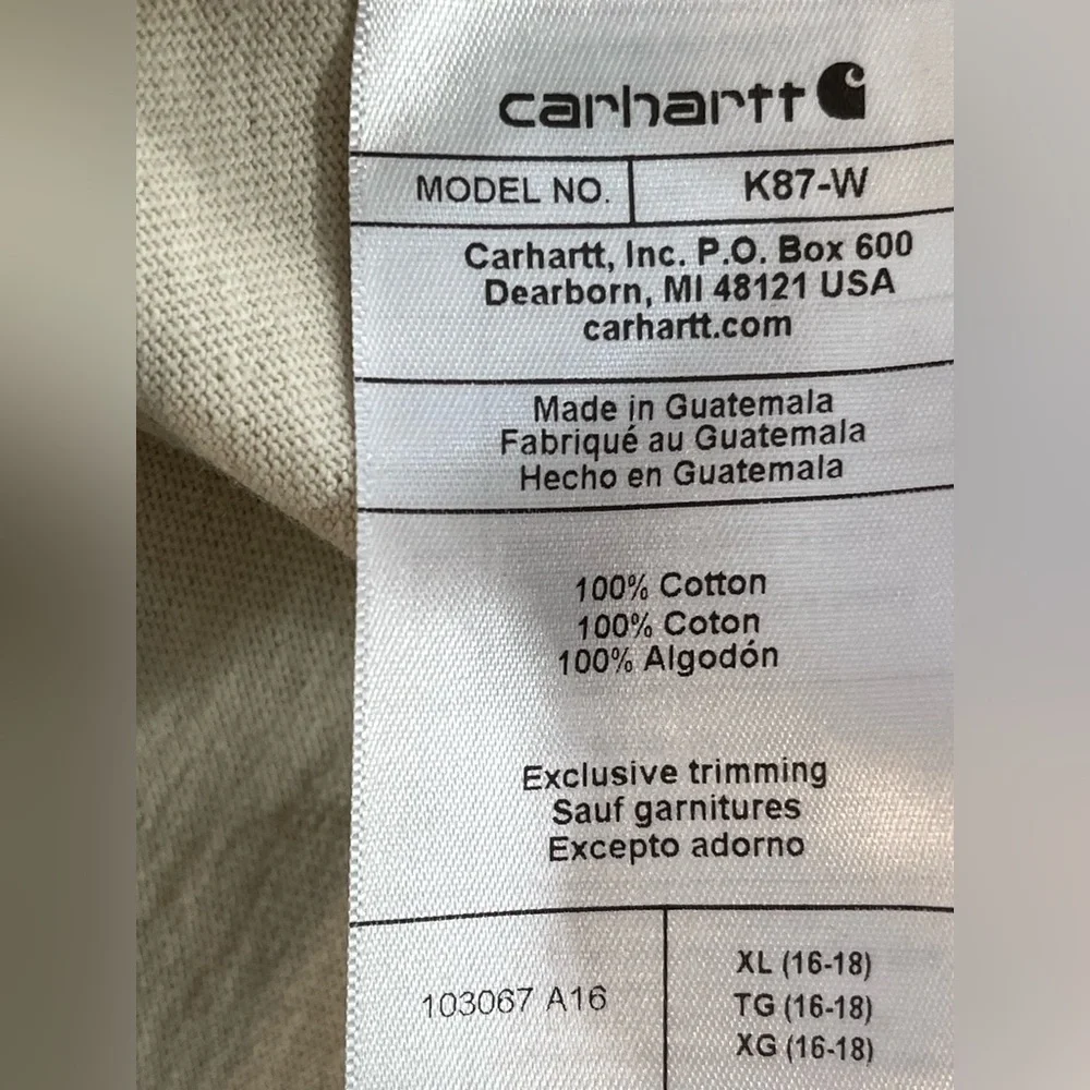 Carhartt Womens Cotton Lose Fit Short Sleeve Tee Cream Pocket T-Shirt Xl New - Picture 7 of 7